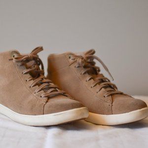 Cole Haan Grand Crosscourt Taupe Suede High Top Sneakers Size 6.5
